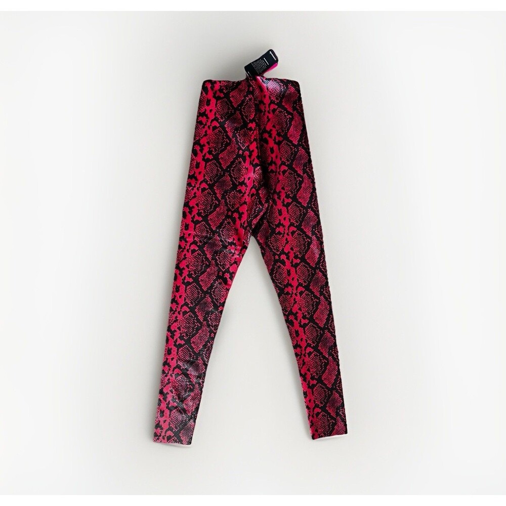 Commando Size M Red Black Snake Print Faux Leather Leggings - Picture 4 of 9